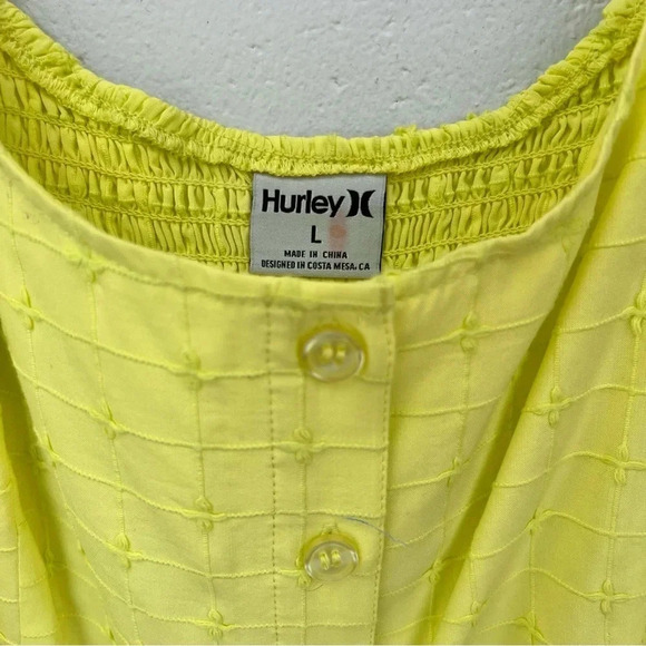 Hurley Yellow Window Pane Crop Top Beach Summer Boho Size Large - Picture 4 of 12